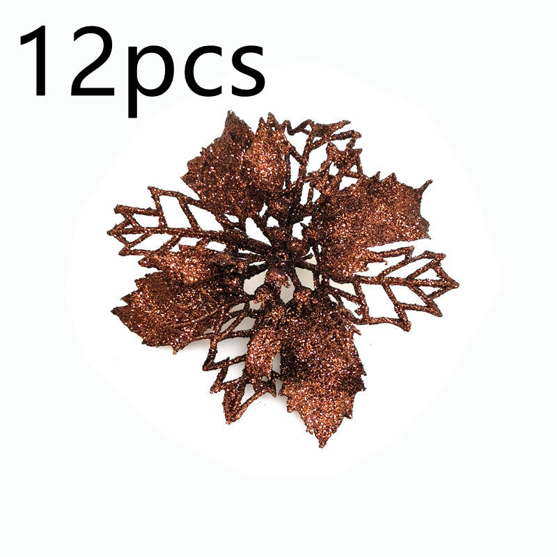 Christmas Glitter Artifical Flowers Tree Decorations for Home Fake