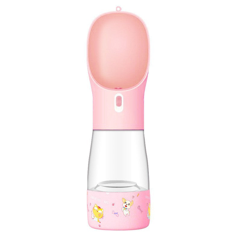 Portable Dog Water Bottle with Food Bowl - Travel Pet Drinking Bottle 458 ml