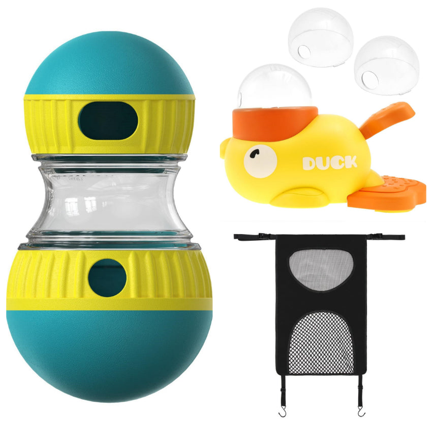 Dumbbell Treat Dispensing Dog Toy - Slow Feeder Tumbler Puzzle for Smart Dogs