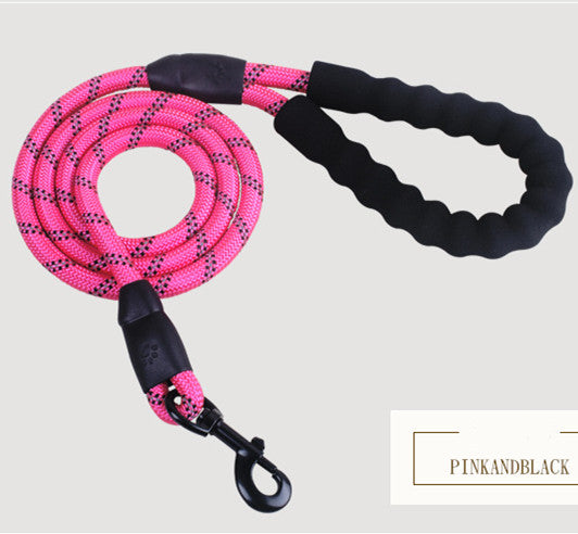 Reflective Nylon Rope Dog Leash 1.5 m - Strong Lead for Small, Medium & Large Dogs
