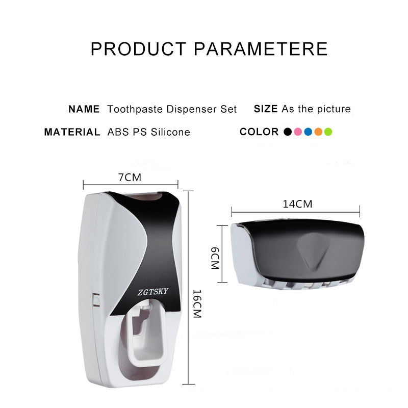 Dust-Proof Toothbrush Holder with Automatic Toothpaste Squeezer - Wall Mounted Set