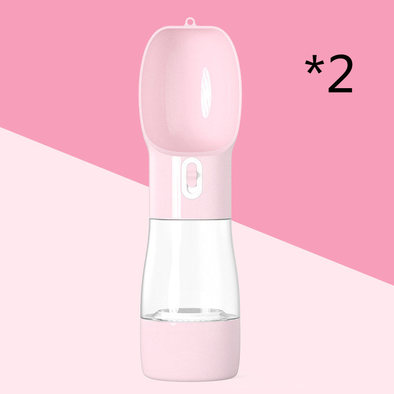 2-in-1 Portable Dog Water Bottle & Food Container - Travel Pet Feeder with Strap