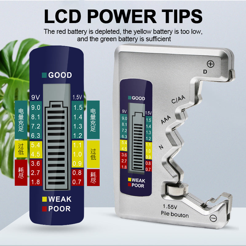 Universal Digital LCD Battery Tester - AA AAA 9V Checker