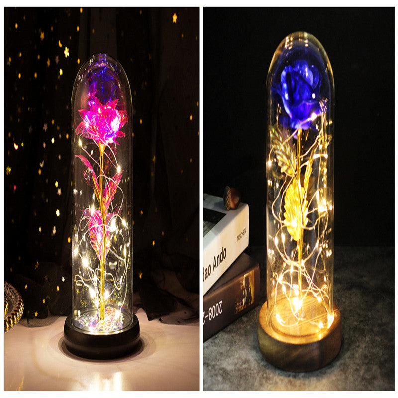 Little Prince Rose in Glass Dome - Eternal Flower LED Gift