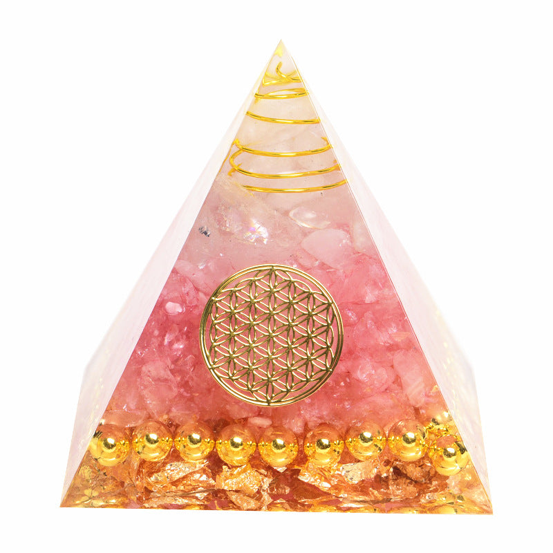 Natural Tiger Eye Orgonite Pyramid Healing Crystals Centerpiece Energy