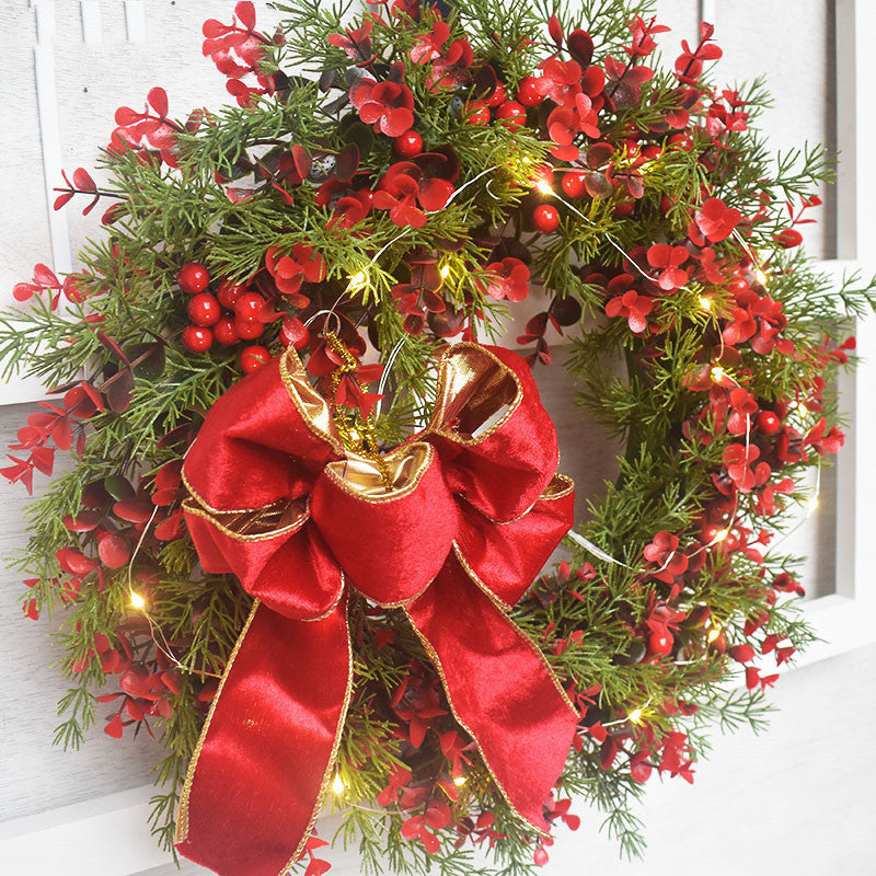 Christmas Artifical Cherry Pattern Wreaths Red Door Wall Hanging