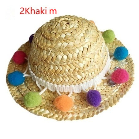 Cute Pet Sunglasses & Straw Hat - Retro Cat and Small Dog Glasses Photo Accessory