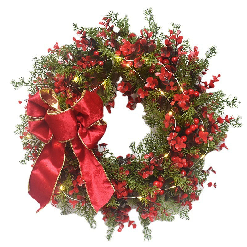 Christmas Artifical Cherry Pattern Wreaths Red Door Wall Hanging