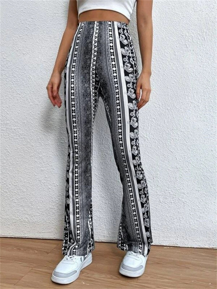 High Elastic Tight Pants Slim Sexy Print Trousers Women's Clothing