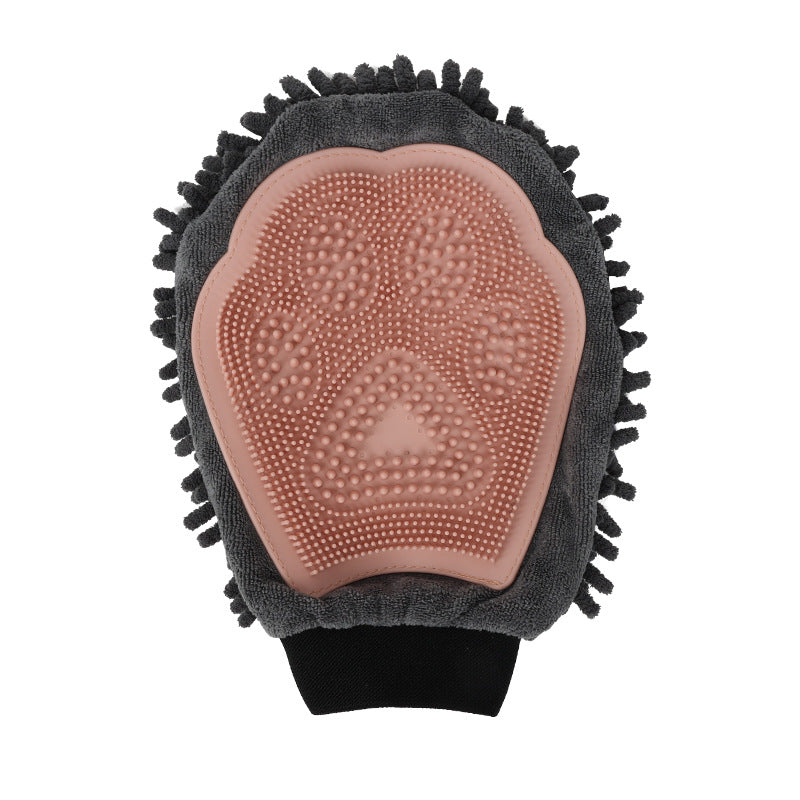 2-in-1 Pet Bath & Grooming Glove - Silicone Massage Brush and Drying Mitt