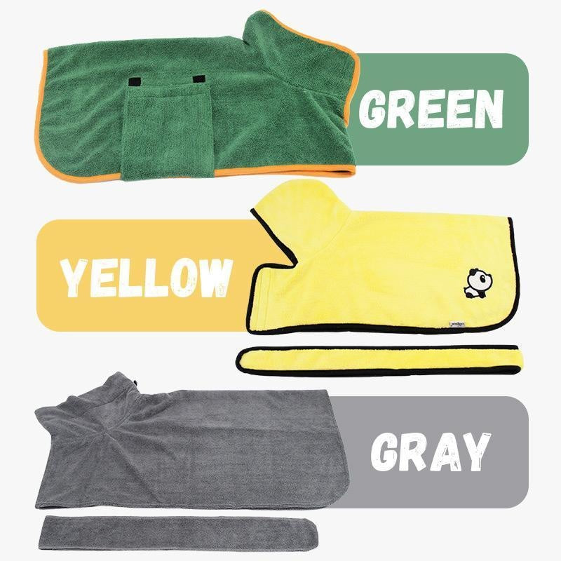 Absorbent Dog Bathrobe with Hood - Microfiber Waist-Wrap Drying Coat