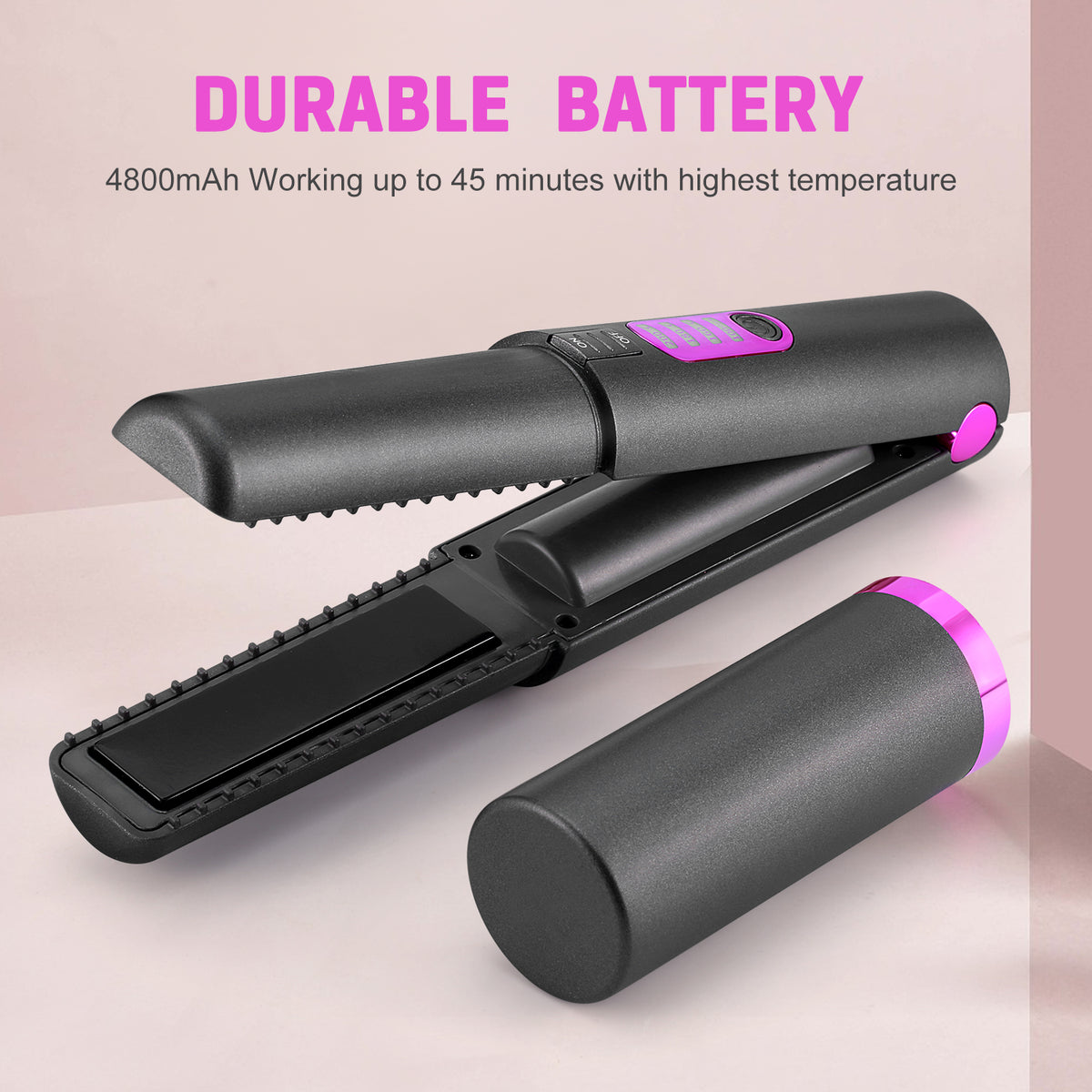 Mini Wireless Travel Hair Straightener - USB Rechargeable Ceramic Flat Iron