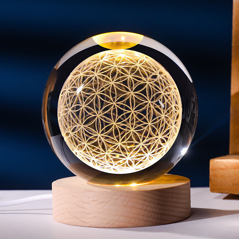 Starry Sky Planet Moon Crystal Ball Night Light - Galaxy Decor Lamp