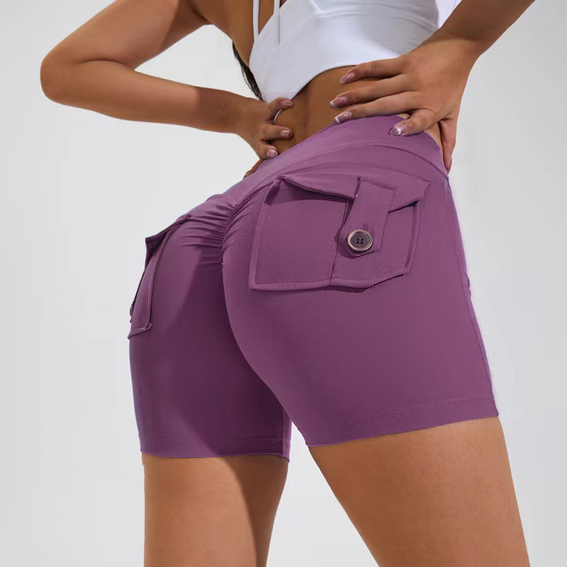 High Waist Hip Lifting Shorts with Pockets Quick Dry Yoga Fitness