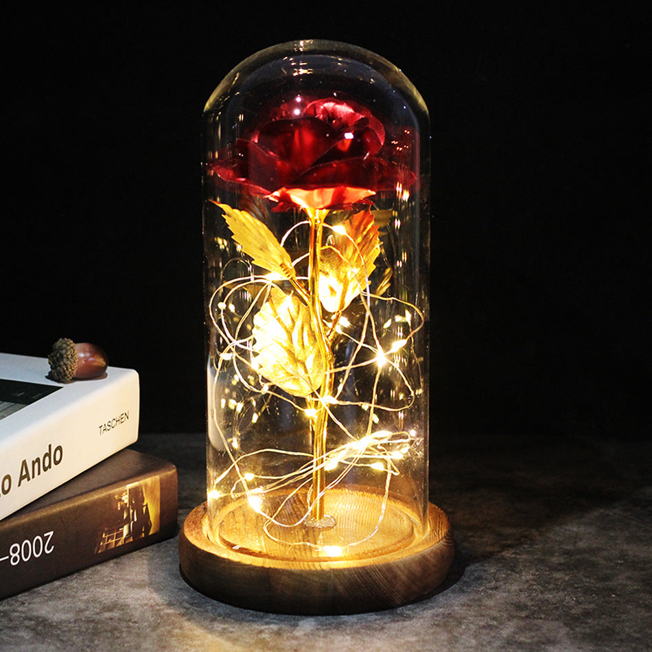 Little Prince Rose in Glass Dome - Eternal Flower LED Gift