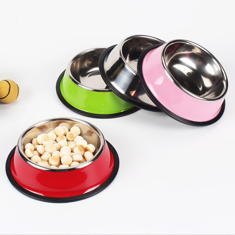 2-in-1 Stainless Steel Pet Bowl with Melamine Base - Food & Water Bowl, 6 Sizes