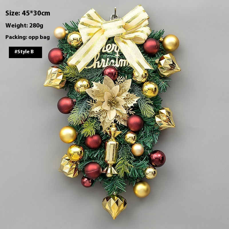 Christmas Decoration Upside Down Tree Horn Rattan Wreath | Xmas Holiday Decor