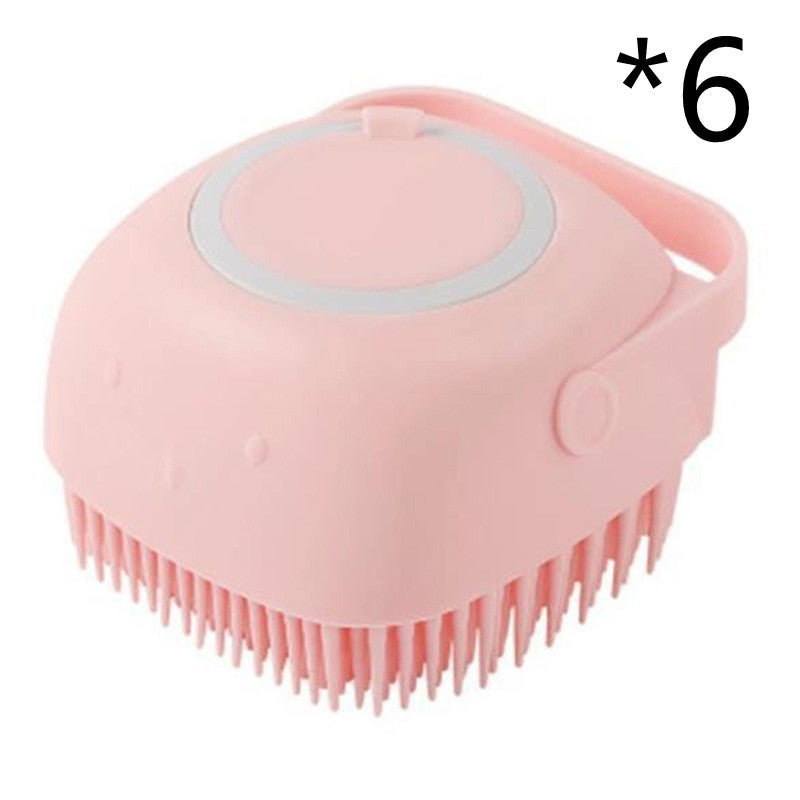 Silicone Dog Bath Brush with Shampoo Dispenser - Massage Grooming Scrubber