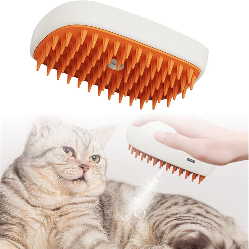 USB Rechargeable Pet Steam Brush - Spray Massage Comb for Cats & Dogs