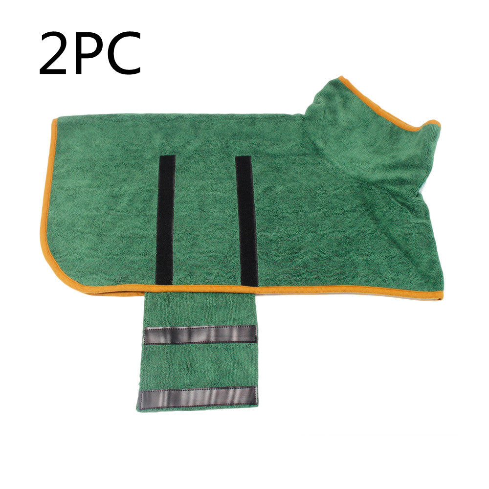 Absorbent Dog Bathrobe with Hood - Microfiber Waist-Wrap Drying Coat