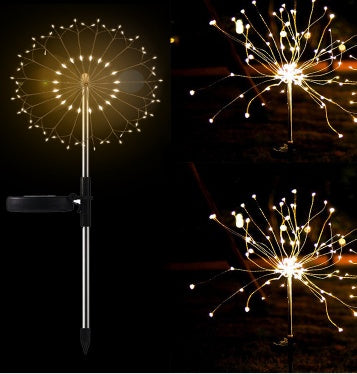 Christmas Ground Plug Solar Fireworks Light LED String Copper Wire