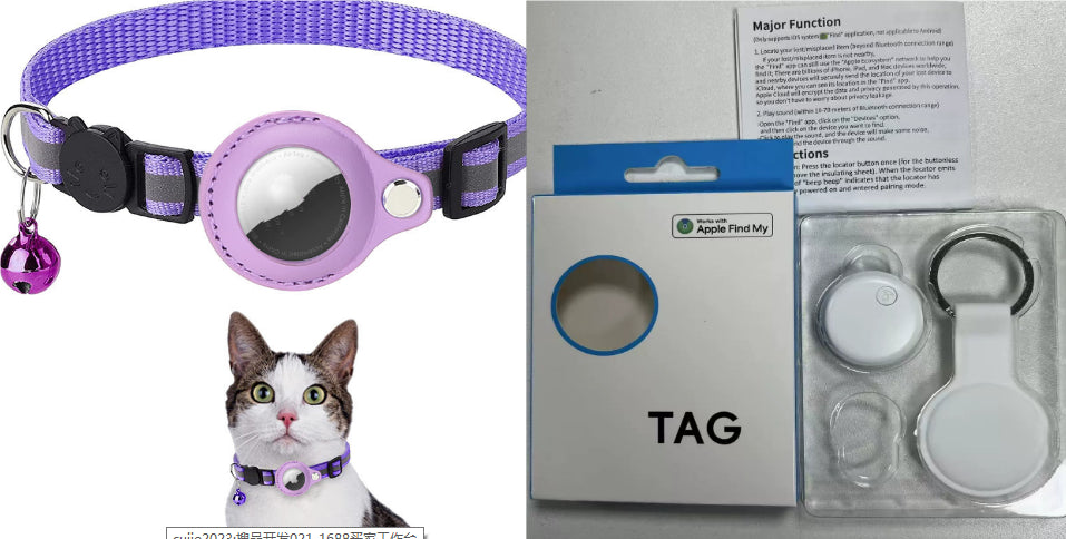 Reflective AirTag Dog Collar - Nylon Pet Collar with Waterproof AirTag Holder