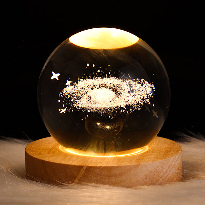Starry Sky Planet Moon Crystal Ball Night Light - Galaxy Decor Lamp