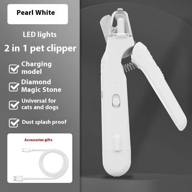 2-in-1 LED Pet Nail Clipper & Grinder - Safe Dog and Cat Nail Trimmer