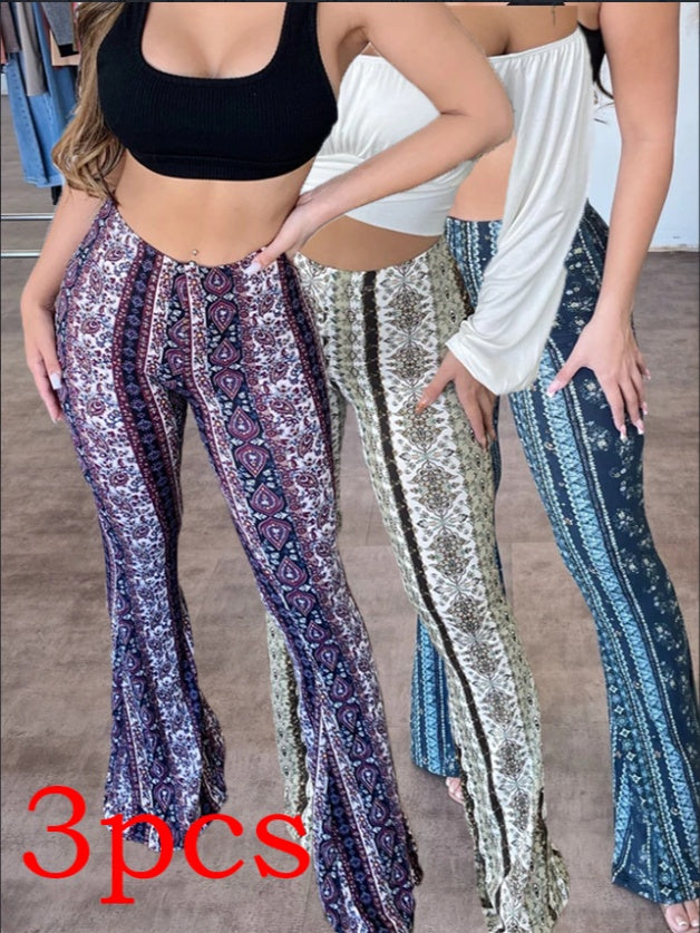 High Elastic Tight Pants Slim Sexy Print Trousers Women's Clothing