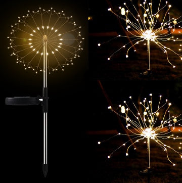Christmas Ground Plug Solar Fireworks Light LED String Copper Wire