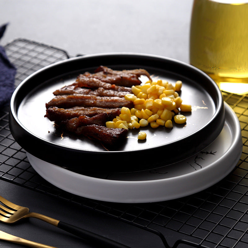 Nordic Marble Pattern Ceramic Plate - Household Dinner Plate