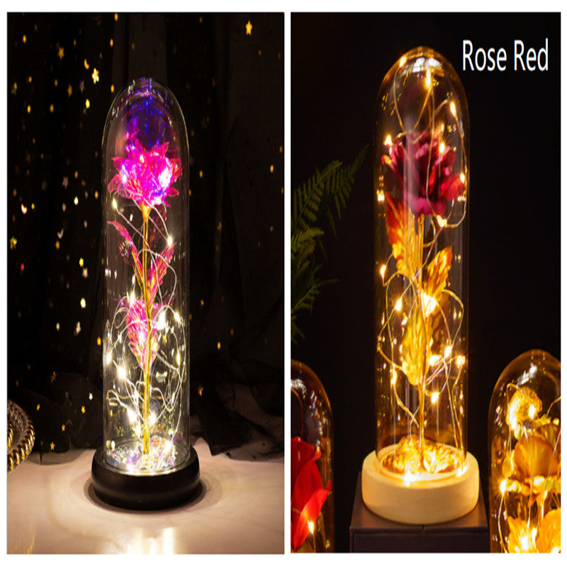 Little Prince Rose in Glass Dome - Eternal Flower LED Gift