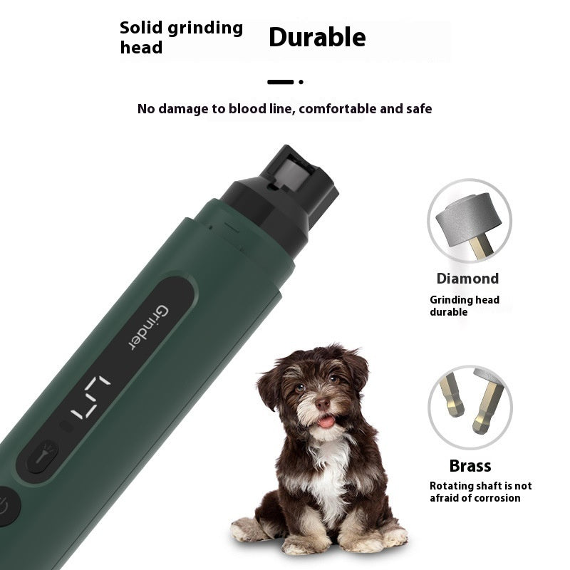 Super Quiet Dog Nail Grinder - Rechargeable 5-Speed Pet Nail Trimmer for Dogs & Cats