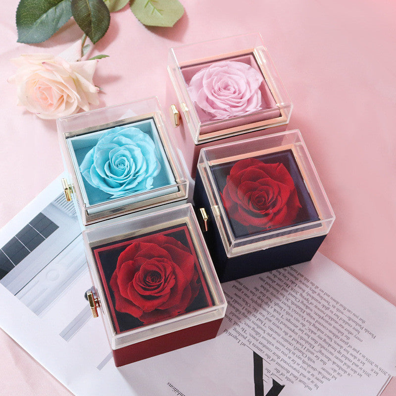 Acrylic Rotating Rose Jewelry Box