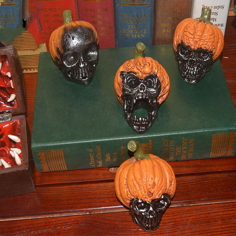 Evil Pumpkin Skull Halloween Resin Ornament