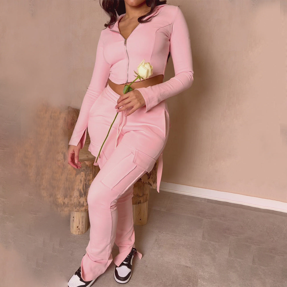 Cargo Pants with Pockets High Waist Drawstring Wide Leg Straight
