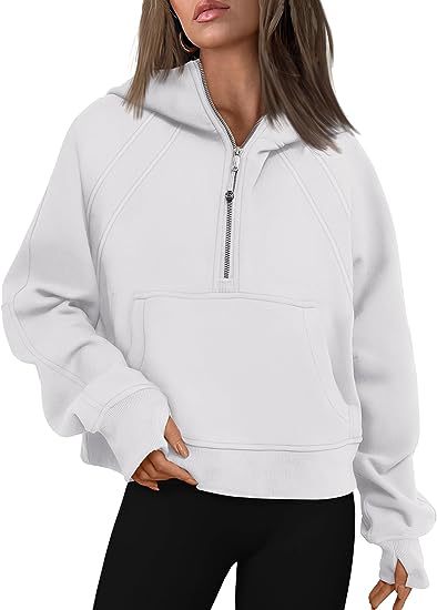 Zipper Hoodies Sweatshirts with Pocket Loose Sport Tops Long Sleeve
