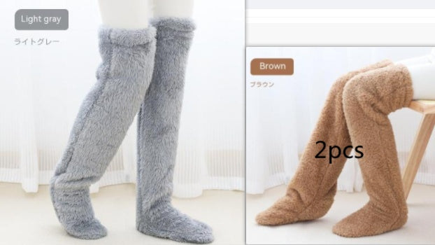 Over Knee High Fuzzy Long Socks Winter Warm Cold Leg Joint Cold-Proof