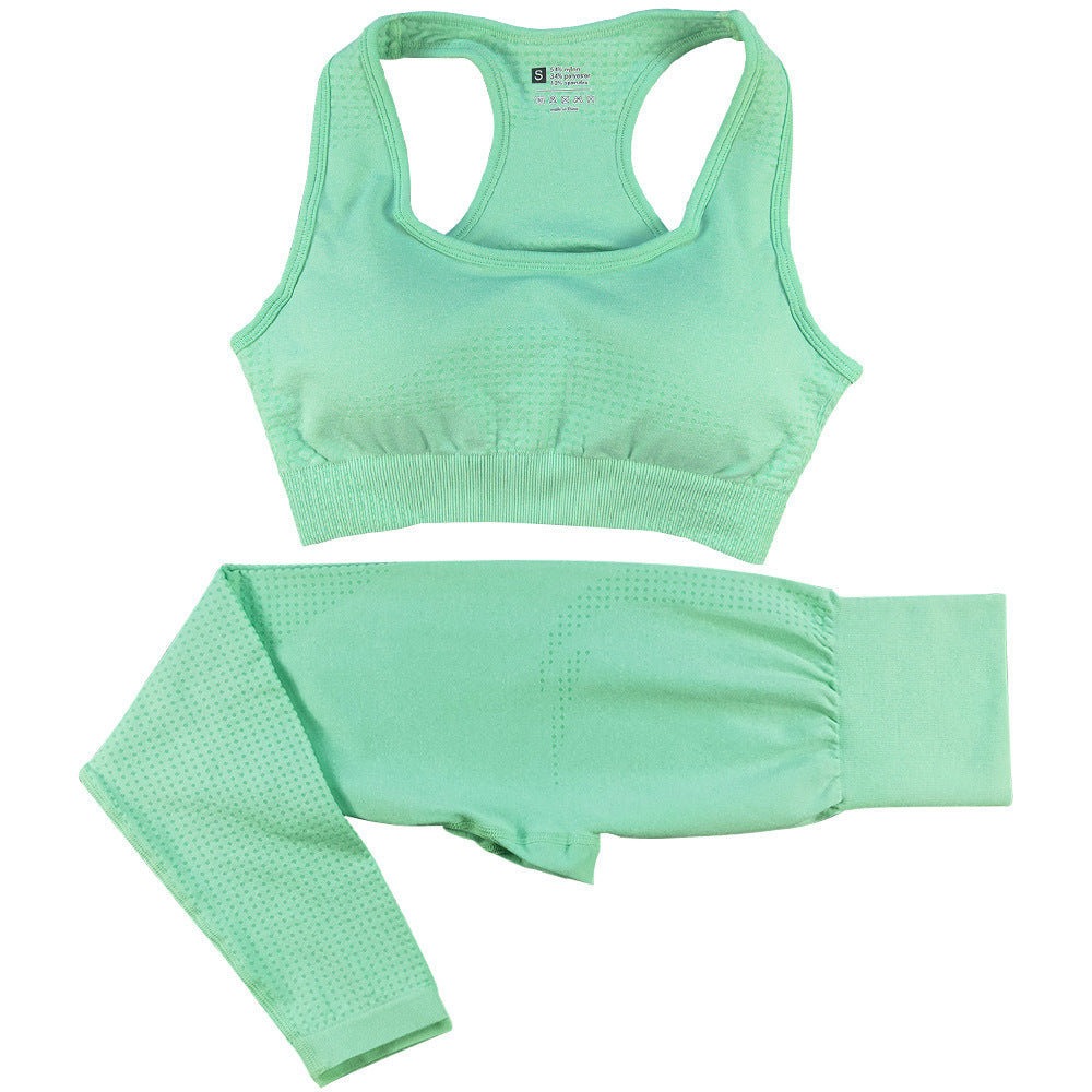 2PCS Seamless Yoga Set Women Tracksuit High Waist Leggings Workout