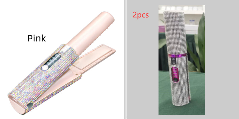 2-in-1 Electric USB Hair Straightening Brush Straightener