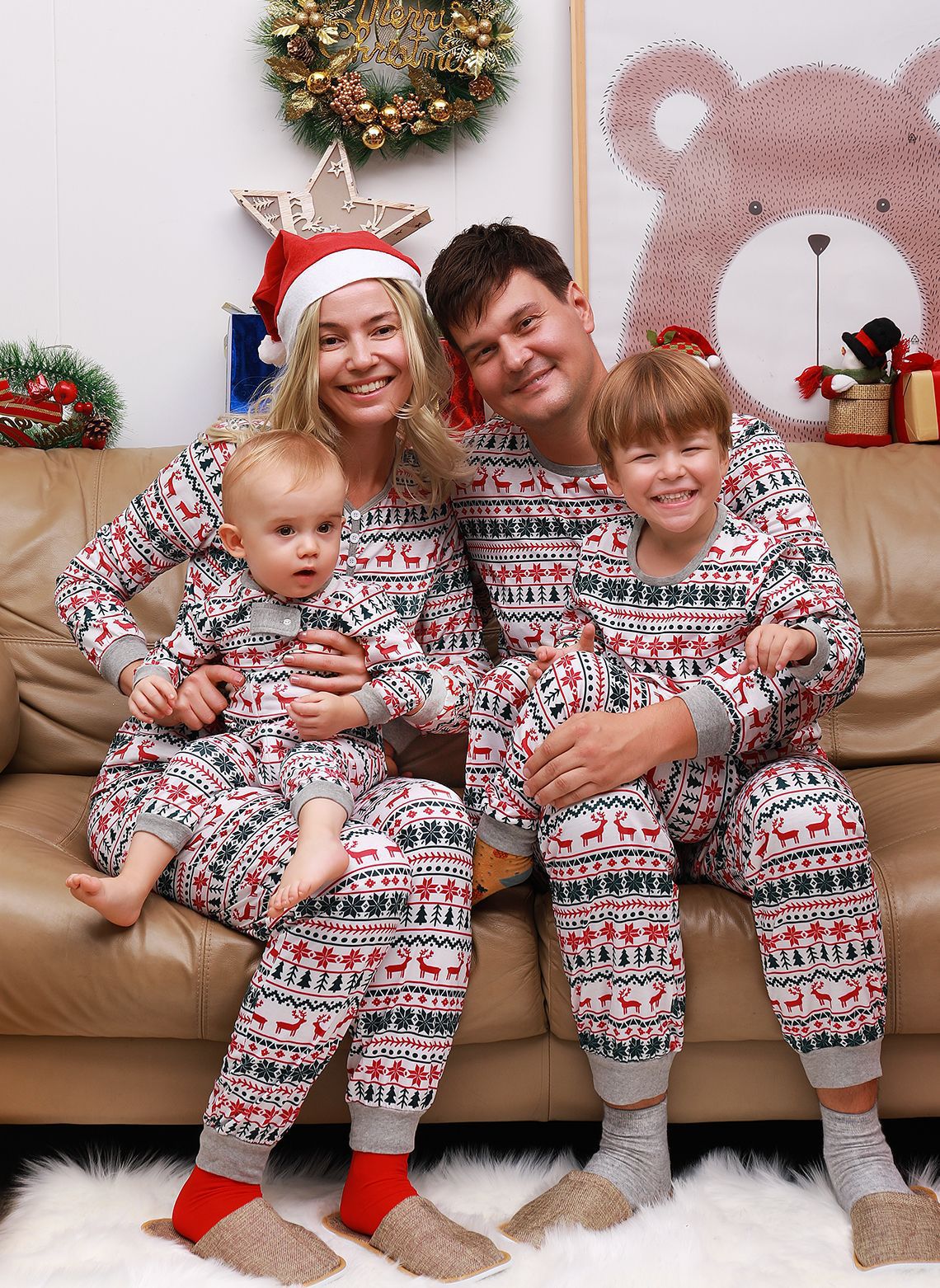 Christmas Pajamas Family Matching Year Father Mother Kids Baby Look