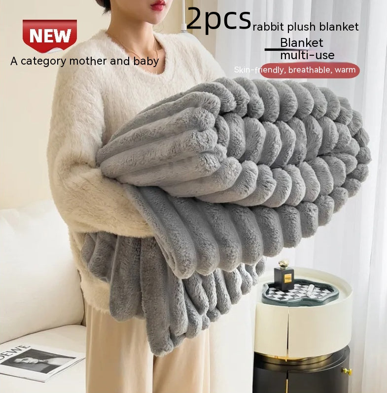 Soft Bubble Velvet Blanket - Warm Solid Color Throw