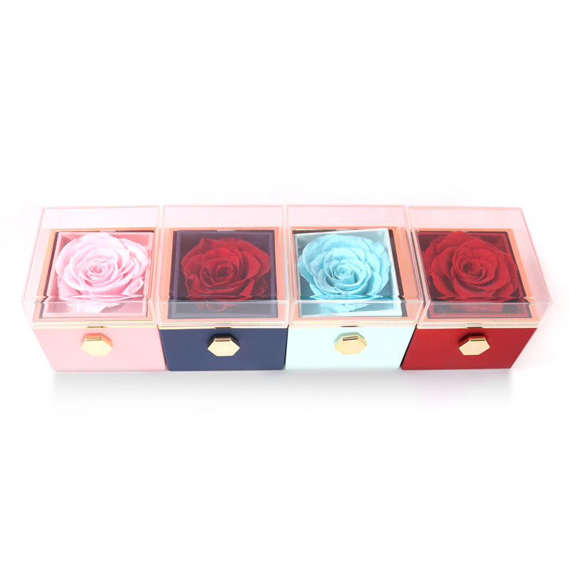 Acrylic Rotating Rose Jewelry Box