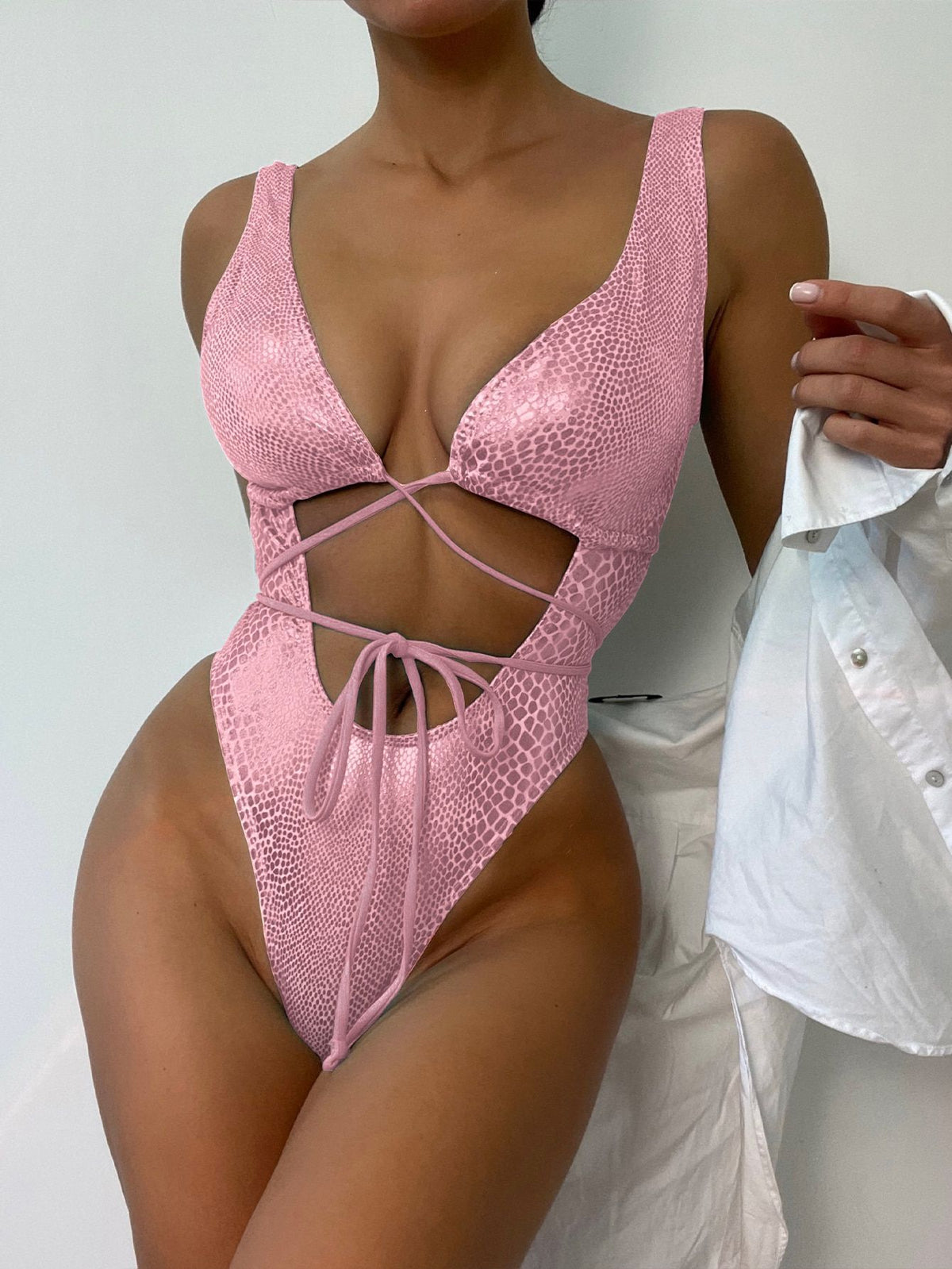 Women's Bikini One Piece Swimsuit Strappy Lace Up Swimwear Bathing