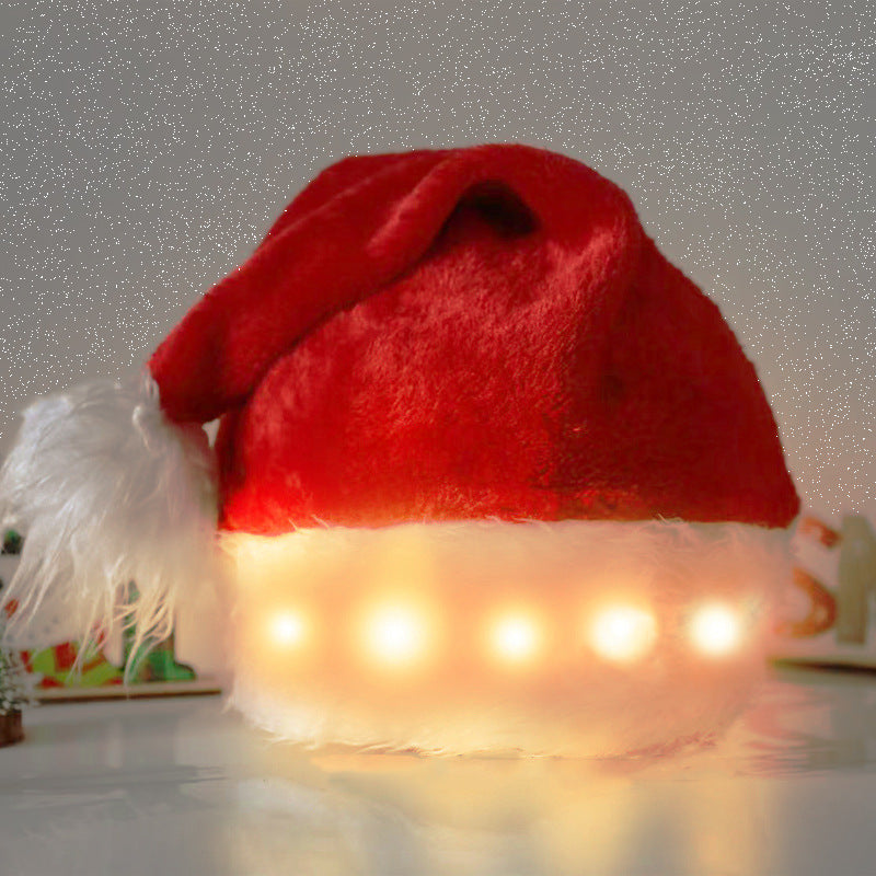 Christmas Hat LED Light Plush Children's Adult Decorations Luminous