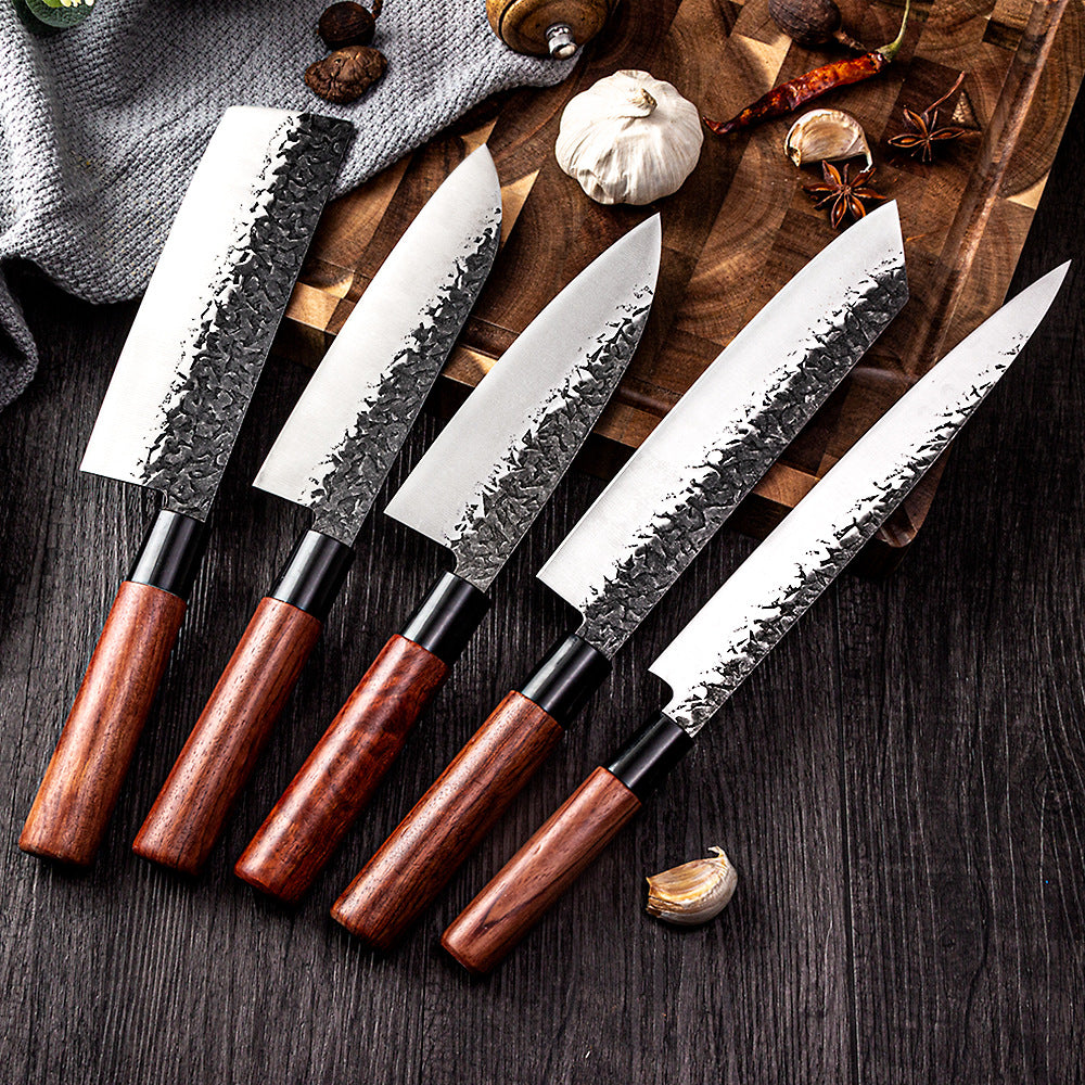Handmade Hammered Forged Santoku Chef Knife - Japanese Style Kitchen Knife