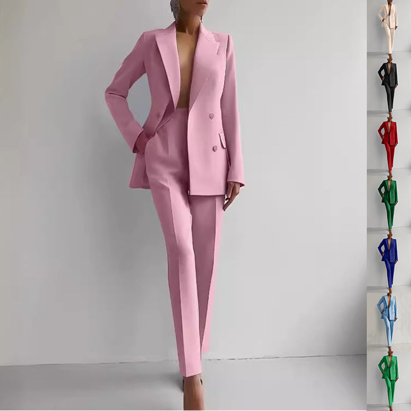 Casual Suits Fashion Long Sleeve Single-Breasted Jacket Top and Slim