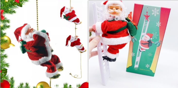 Electric Climbing Santa Claus Ladder - Musical Animated Christmas Decoration
