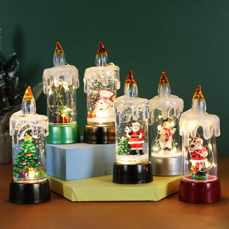 Christmas Decorations Candle Light Desktop Ornaments | Xmas Holiday Decor