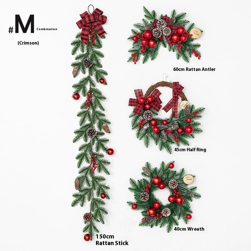 Christmas Decoration Upside Down Tree Horn Rattan Wreath | Xmas Holiday Decor